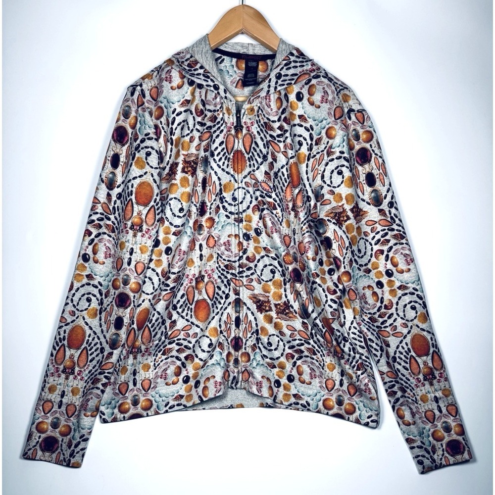 Custo Barcelona Zip Hoodie Women's 4 Large‎ Multicolor Graphic Print Embellished